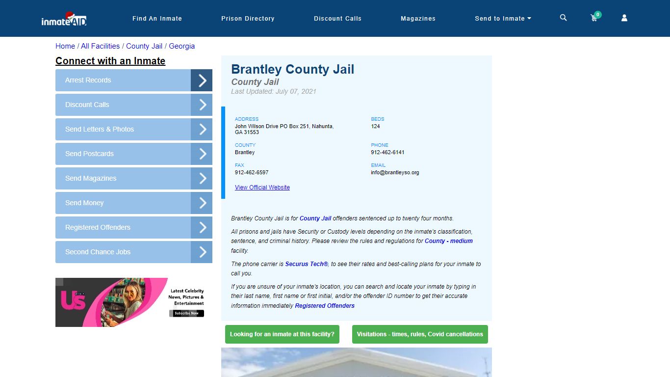 Brantley County Jail - Inmate Locator - Nahunta, GA